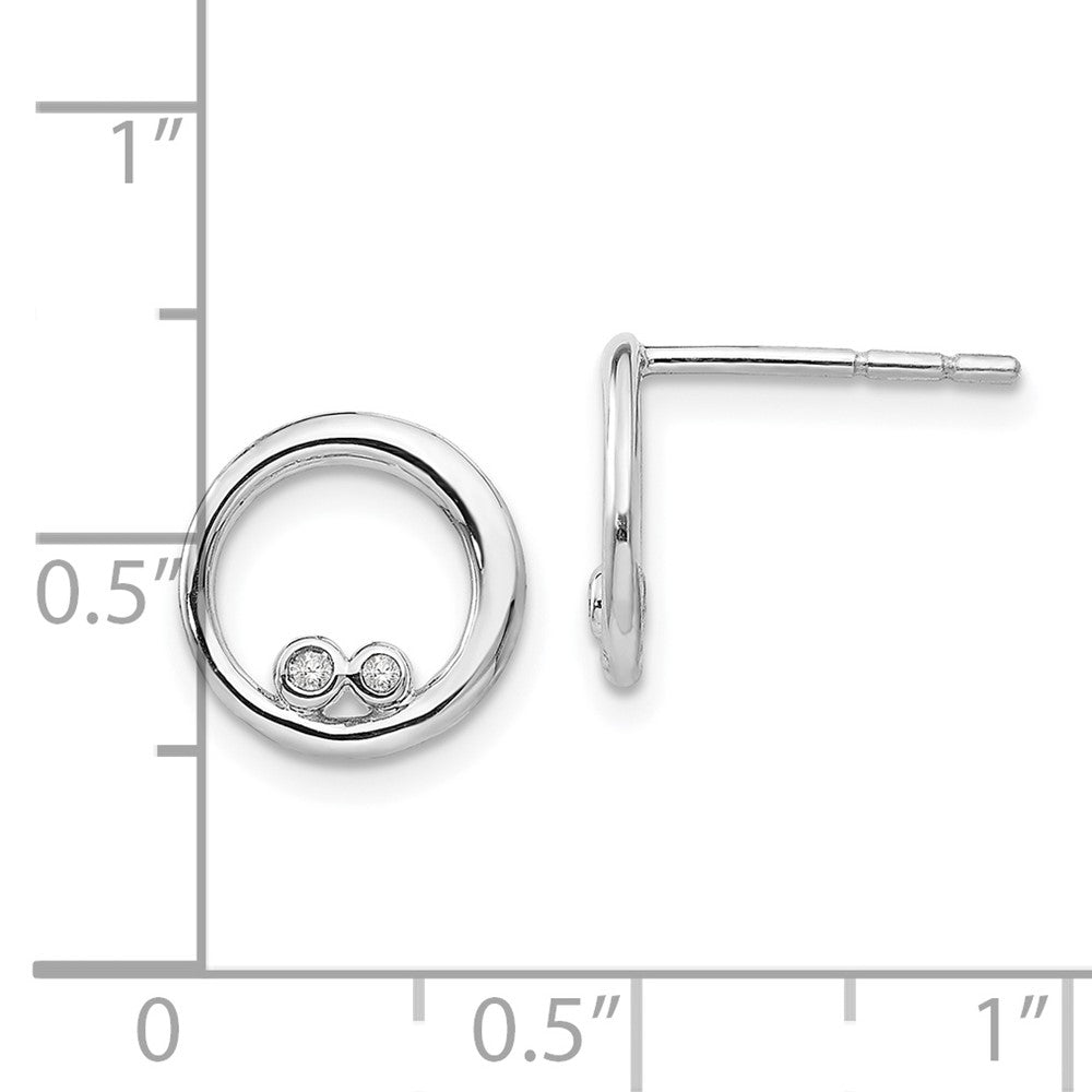 QW256 White Ice Sterling Silver Rhodium-plated Diamond Open Circle Post Earrings