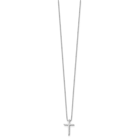 White Ice Sterling Silver Rhodium-plated 18 Inch Diamond Cross Necklace with 2 Inch Extender QW260-18