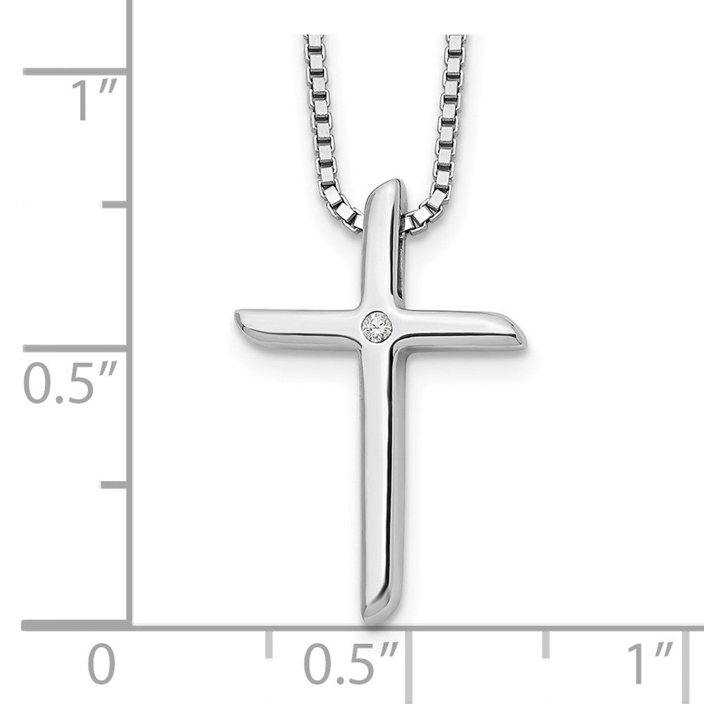 White Ice Sterling Silver Rhodium-plated 18 Inch Diamond Cross Necklace with 2 Inch Extender QW260-18