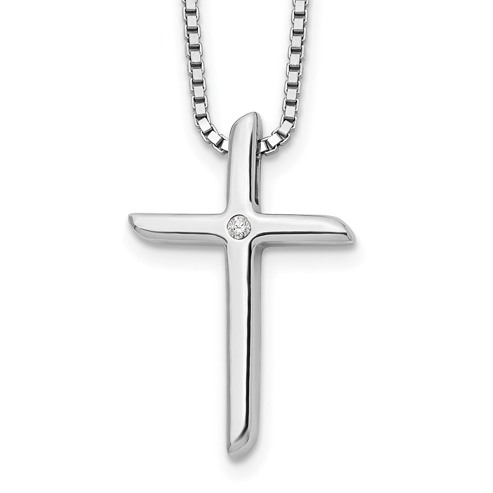 White Ice Sterling Silver Rhodium-plated 18 Inch Diamond Cross Necklace with 2 Inch Extender QW260-18