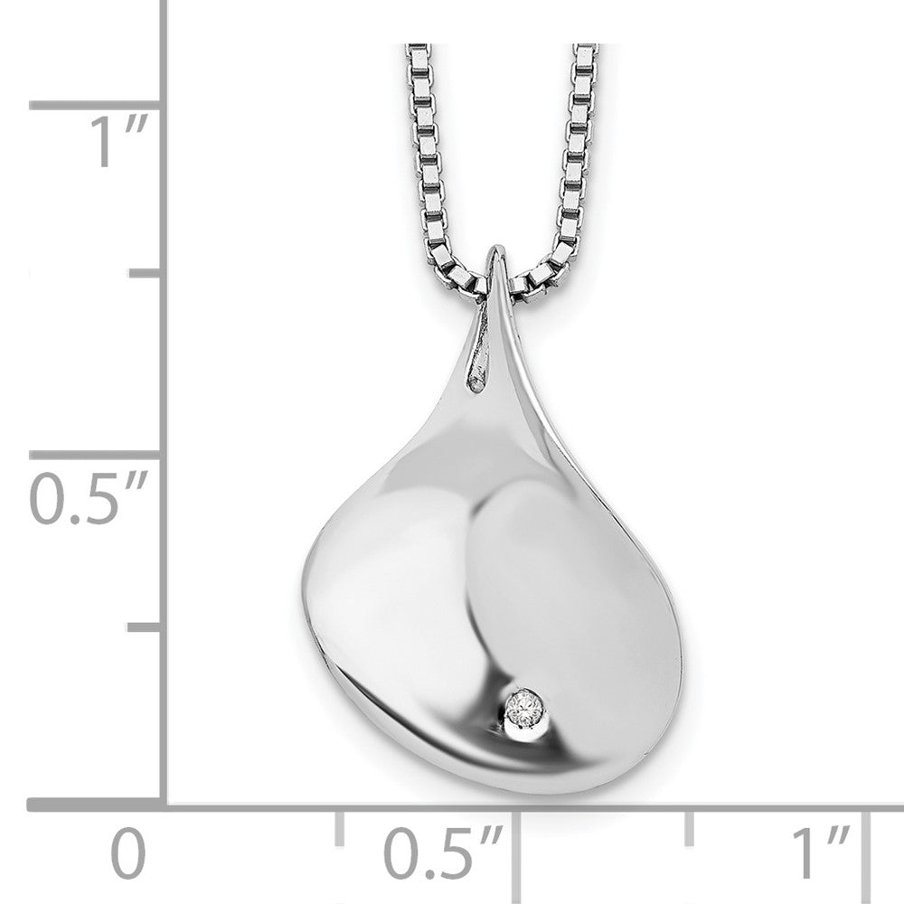 White Ice Sterling Silver Rhodium-plated 18 Inch Diamond Teardrop Necklace with 2 Inch Extender QW262-18