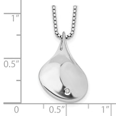 White Ice Sterling Silver Rhodium-plated 18 Inch Diamond Teardrop Necklace with 2 Inch Extender QW262-18