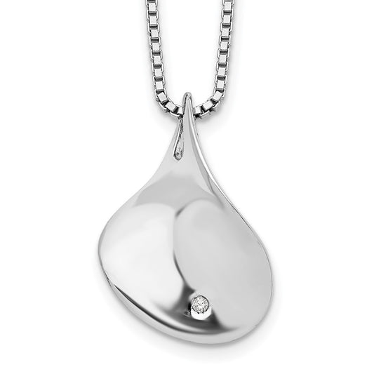 White Ice Sterling Silver Rhodium-plated 18 Inch Diamond Teardrop Necklace with 2 Inch Extender QW262-18