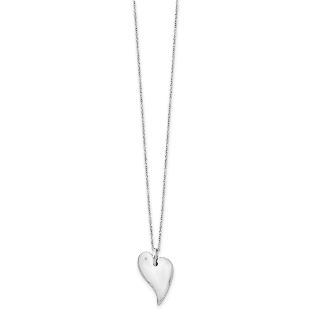 White Ice Sterling Silver Rhodium-plated 18 Inch Diamond Heart Necklace with 2 Inch Extender QW268-18