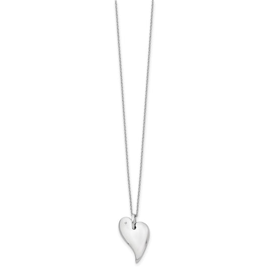 White Ice Sterling Silver Rhodium-plated 18 Inch Diamond Heart Necklace with 2 Inch Extender QW268-18