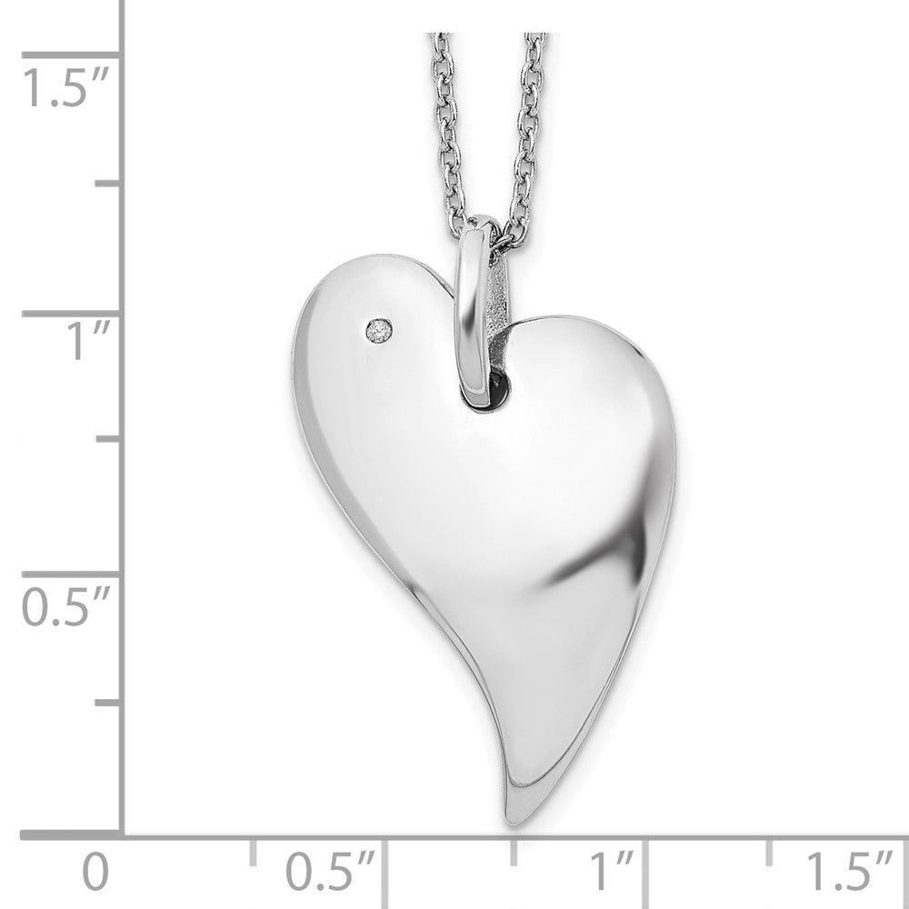 White Ice Sterling Silver Rhodium-plated 18 Inch Diamond Heart Necklace with 2 Inch Extender QW268-18
