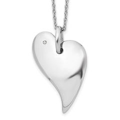White Ice Sterling Silver Rhodium-plated 18 Inch Diamond Heart Necklace with 2 Inch Extender QW268-18