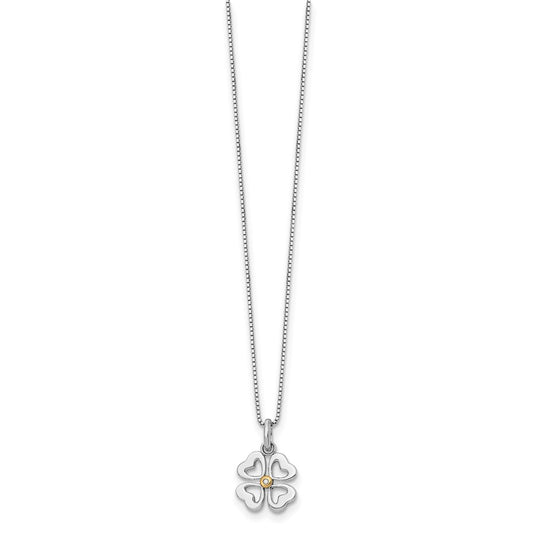 White Ice Sterling Silver Rhodium-plated Gold-tone 18 Inch Diamond Four Hearts Necklace with 2 Inch Extender QW275-18