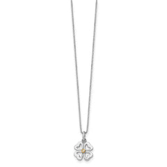 White Ice Sterling Silver Rhodium-plated Gold-tone 18 Inch Diamond Four Hearts Necklace with 2 Inch Extender QW275-18