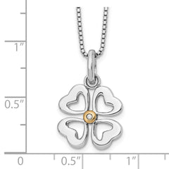 White Ice Sterling Silver Rhodium-plated Gold-tone 18 Inch Diamond Four Hearts Necklace with 2 Inch Extender QW275-18
