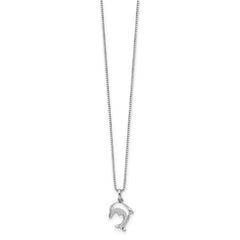 White Ice Sterling Silver Rhodium-plated 18 Inch Diamond Dolphin Necklace with 2 Inch Extender QW280-18