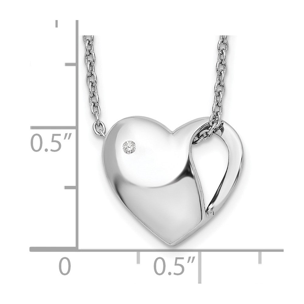 White Ice Sterling Silver Rhodium-plated 18 Inch Diamond Heart Necklace with 2 Inch Extender QW289-18