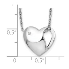White Ice Sterling Silver Rhodium-plated 18 Inch Diamond Heart Necklace with 2 Inch Extender QW289-18