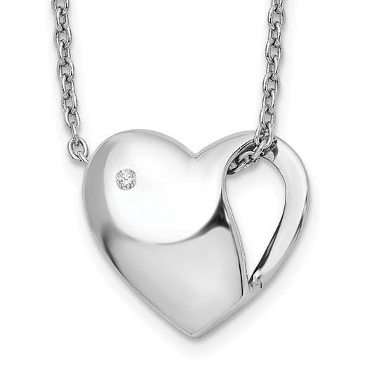 White Ice Sterling Silver Rhodium-plated 18 Inch Diamond Heart Necklace with 2 Inch Extender QW289-18