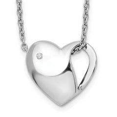 White Ice Sterling Silver Rhodium-plated 18 Inch Diamond Heart Necklace with 2 Inch Extender QW289-18