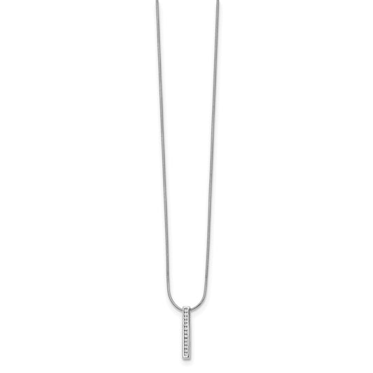 White Ice Sterling Silver Rhodium-plated 18 Inch Chanel-set Diamond Vertical Bar Necklace with 2 Inch Extender QW294-18
