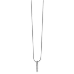 White Ice Sterling Silver Rhodium-plated 18 Inch Chanel-set Diamond Vertical Bar Necklace with 2 Inch Extender QW294-18