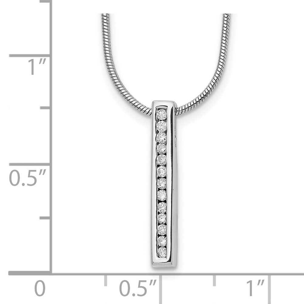 White Ice Sterling Silver Rhodium-plated 18 Inch Chanel-set Diamond Vertical Bar Necklace with 2 Inch Extender QW294-18