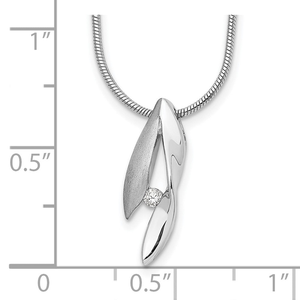 White Ice Sterling Silver Rhodium-plated Satin and Polished 18 Inch Diamond Necklace with 2 Inch Extender QW295-18