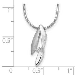 White Ice Sterling Silver Rhodium-plated Satin and Polished 18 Inch Diamond Necklace with 2 Inch Extender QW295-18