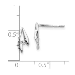 QW296 White Ice Sterling Silver Rhodium-plated Satin and Polished Diamond Post Earrings