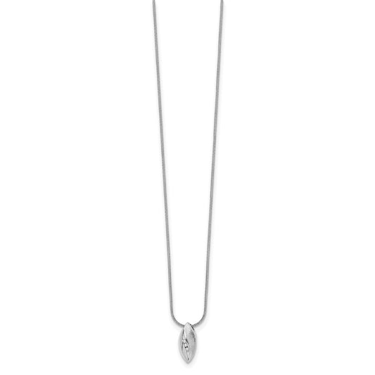 White Ice Sterling Silver Rhodium-plated Satin and Polished 18 Inch Diamond Necklace with 2 Inch Extender QW297-18