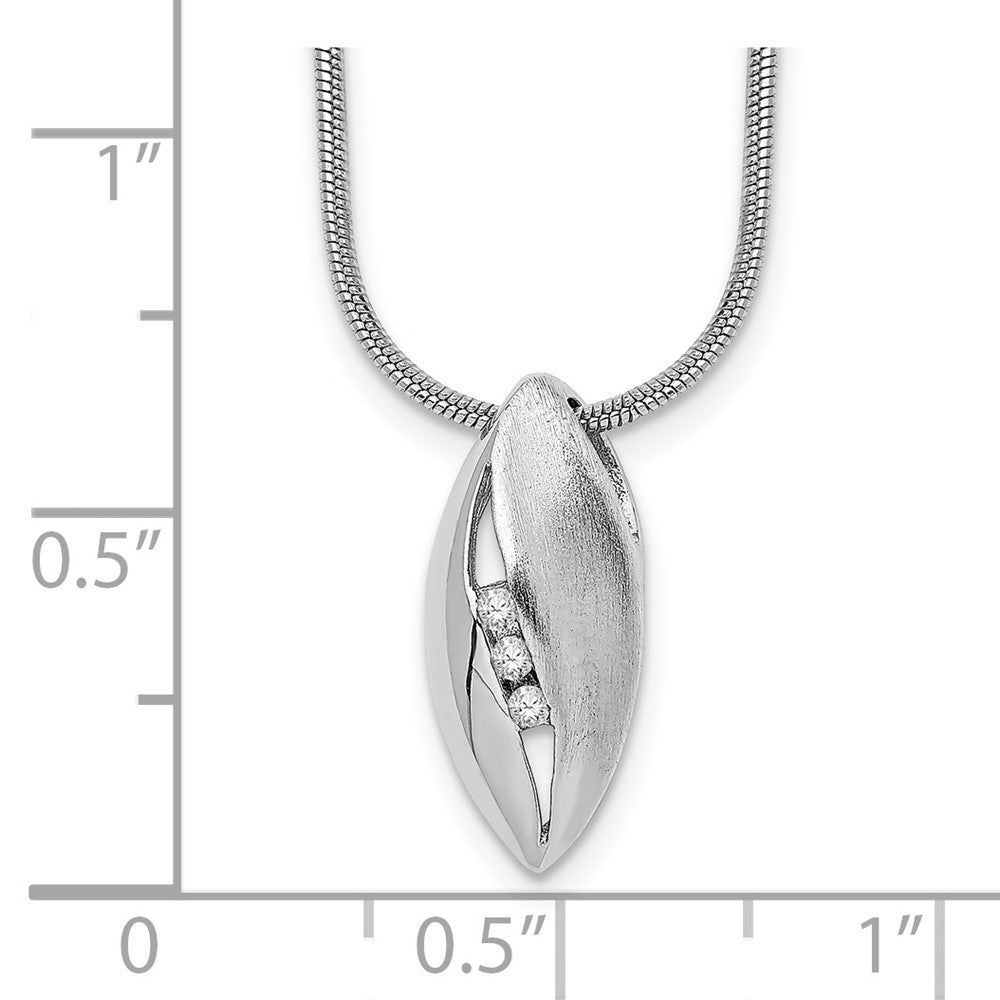 White Ice Sterling Silver Rhodium-plated Satin and Polished 18 Inch Diamond Necklace with 2 Inch Extender QW297-18