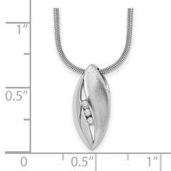 White Ice Sterling Silver Rhodium-plated Satin and Polished 18 Inch Diamond Necklace with 2 Inch Extender QW297-18
