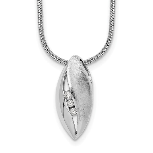 White Ice Sterling Silver Rhodium-plated Satin and Polished 18 Inch Diamond Necklace with 2 Inch Extender QW297-18