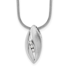 White Ice Sterling Silver Rhodium-plated Satin and Polished 18 Inch Diamond Necklace with 2 Inch Extender QW297-18