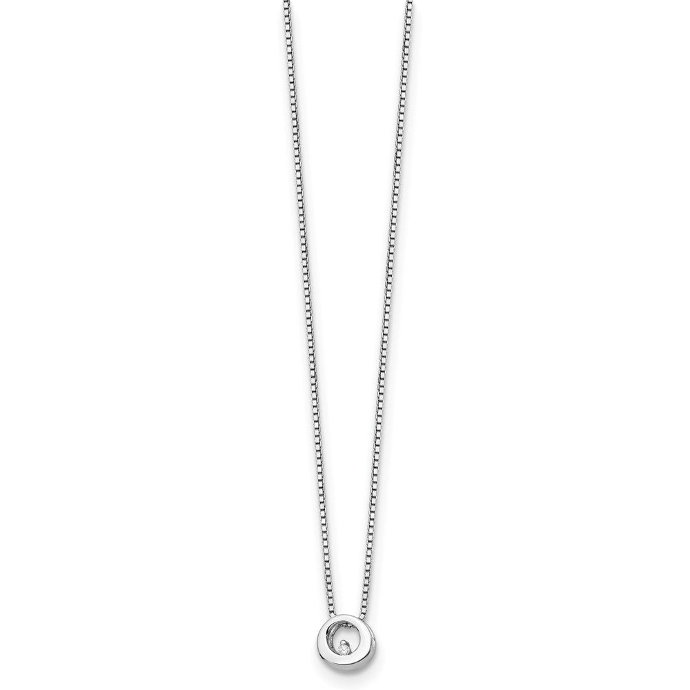 White Ice Sterling Silver Rhodium-plated 18 Inch Diamond Open Circle Necklace with 2 Inch Extender QW309-18