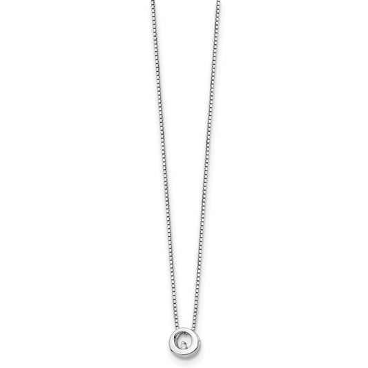 White Ice Sterling Silver Rhodium-plated 18 Inch Diamond Open Circle Necklace with 2 Inch Extender QW309-18