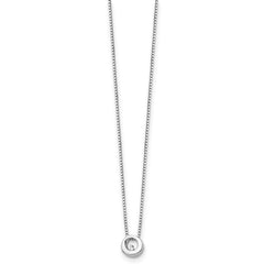 White Ice Sterling Silver Rhodium-plated 18 Inch Diamond Open Circle Necklace with 2 Inch Extender QW309-18