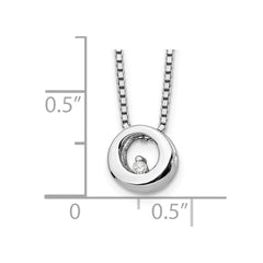 White Ice Sterling Silver Rhodium-plated 18 Inch Diamond Open Circle Necklace with 2 Inch Extender QW309-18