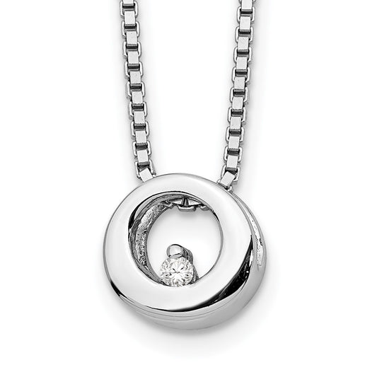 White Ice Sterling Silver Rhodium-plated 18 Inch Diamond Open Circle Necklace with 2 Inch Extender QW309-18