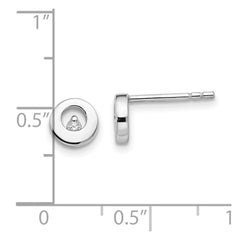 QW310 White Ice Sterling Silver Rhodium-plated Diamond Open Circle  Stud Post Earrings