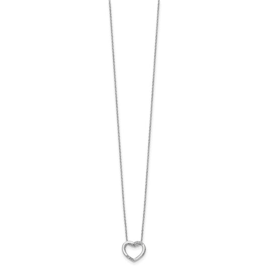 White Ice Sterling Silver Rhodium-plated 18 Inch Diamond Open Heart Necklace with 2 Inch Extender QW312-18