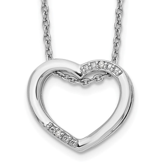 White Ice Sterling Silver Rhodium-plated 18 Inch Diamond Open Heart Necklace with 2 Inch Extender QW312-18