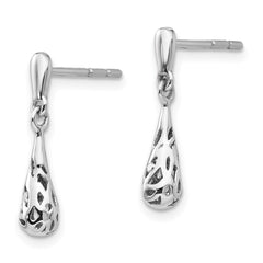 QW315 White Ice Sterling Silver Rhodium-plated Diamond Filgree Post Dangle Earrings