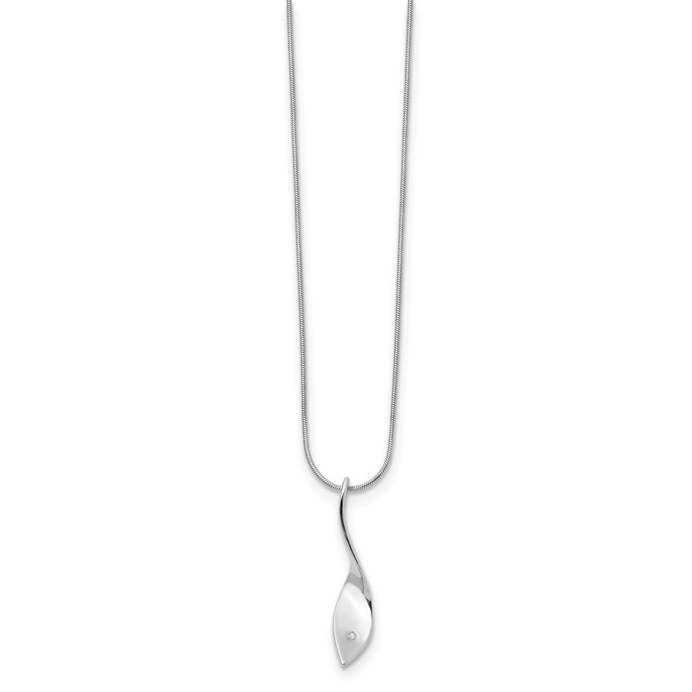 White Ice Sterling Silver Rhodium-plated 18 Inch Diamond Twisted Pendant Necklace with 2 Inch Extender QW320-18