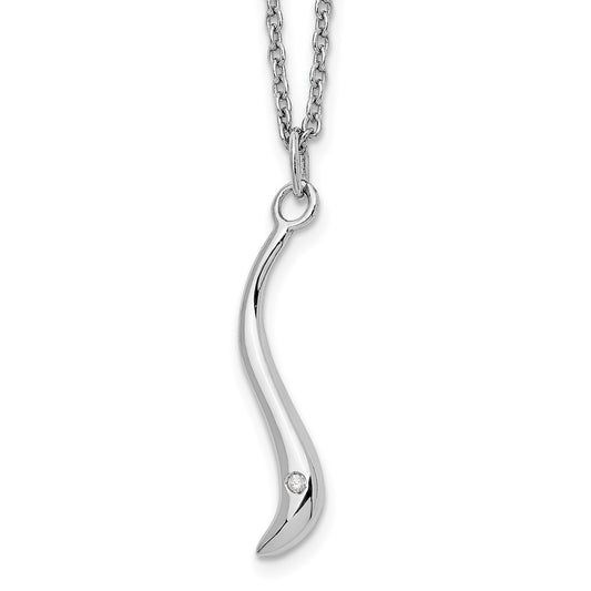 White Ice Sterling Silver Rhodium-plated 18 Inch Swirl Diamond Necklace with 2 Inch Extender QW322-18
