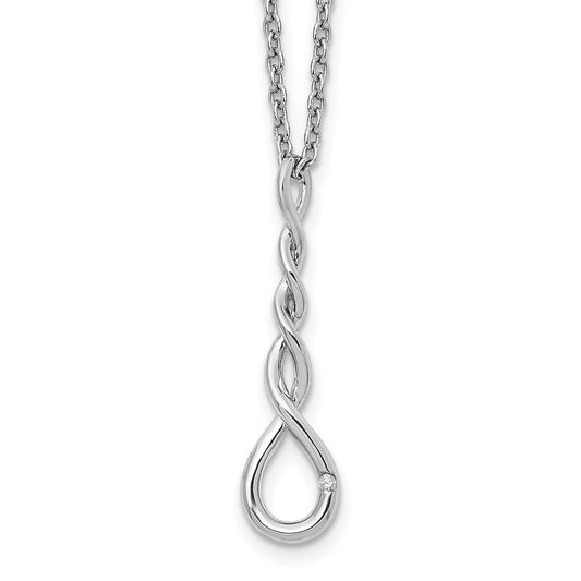 White Ice Sterling Silver Rhodium-plated 18 Inch Twisted Diamond Accent Necklace with 2 Inch Extender QW324-18