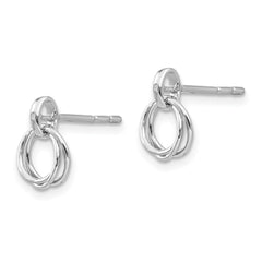 QW327 White Ice Sterling Silver Rhodium-plated Three Ring Diamond Post Earrings