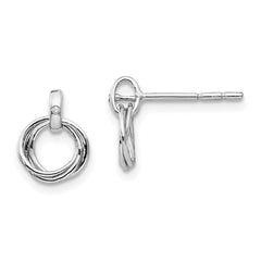 QW327 White Ice Sterling Silver Rhodium-plated Three Ring Diamond Post Earrings
