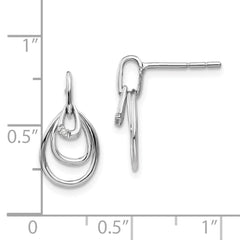 QW331 White Ice Sterling Silver Rhodium-plated Teardrop Diamond Post Dangle Earrings