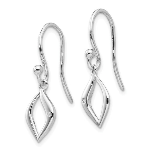 QW335 White Ice Sterling Silver Rhodium-plated Diamond Shepherd Hook Earrings