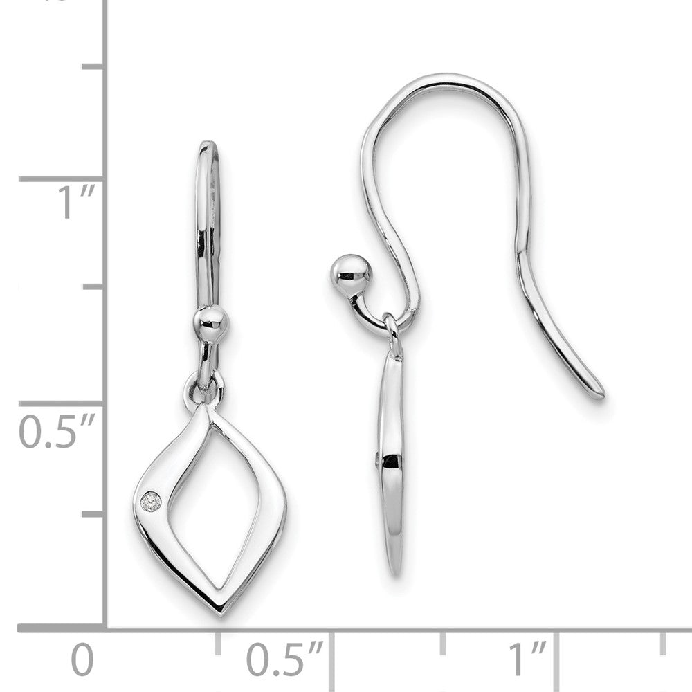 QW335 White Ice Sterling Silver Rhodium-plated Diamond Shepherd Hook Earrings