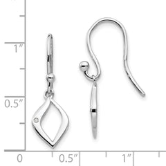 QW335 White Ice Sterling Silver Rhodium-plated Diamond Shepherd Hook Earrings