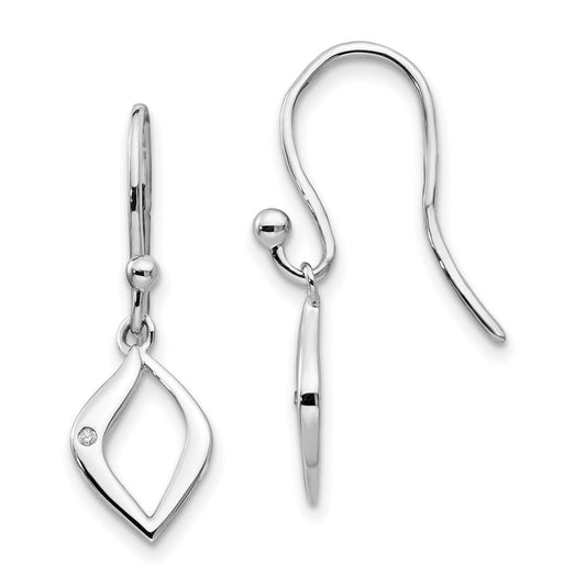 QW335 White Ice Sterling Silver Rhodium-plated Diamond Shepherd Hook Earrings