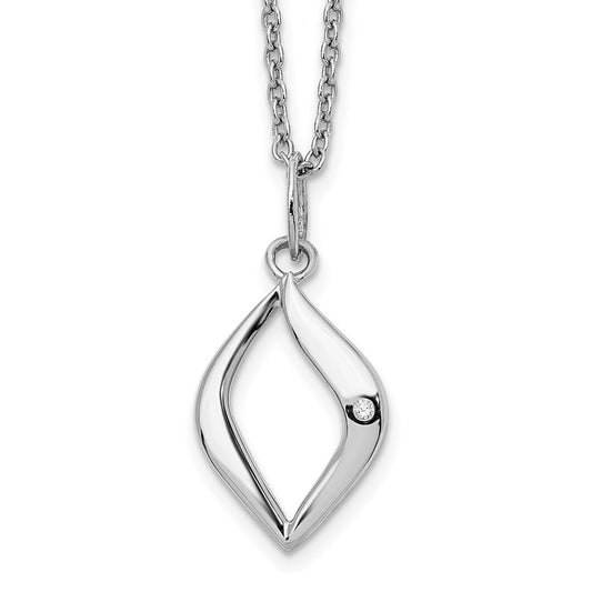 White Ice Sterling Silver Rhodium-plated 18 Inch Diamond Necklace with 2 Inch Extender QW336-18